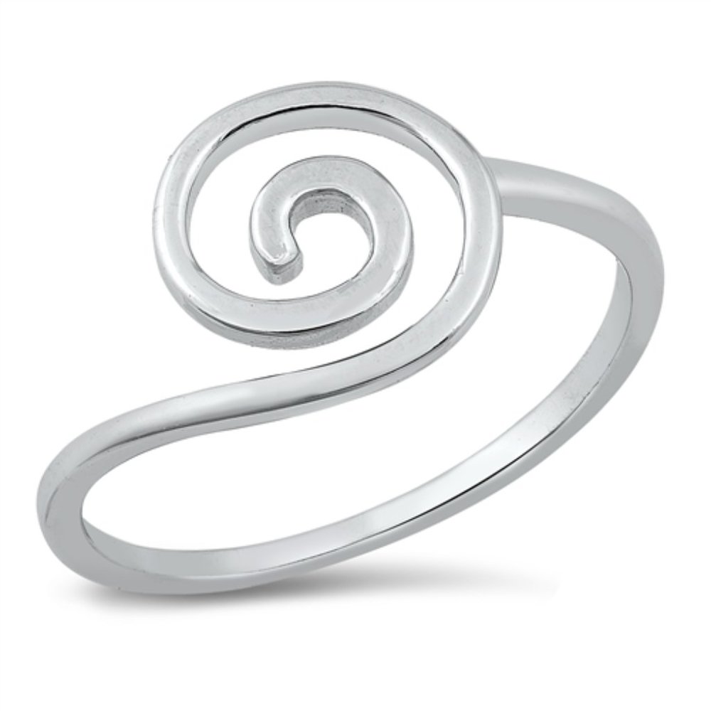 Sterling Silver Spiral Ring 11 mm 925 Fashion Band